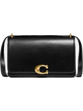 Coach Black Leather Bandit Shoulder Bag with Gold 'C' Hardware - New
